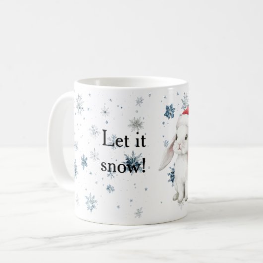 Snowflakes Let it snow Bunny Christmas Hat Kaffeetasse (Vorderseite Links)