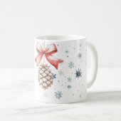 Snowflakes Let it snow Christmas Pine Cone Red Bow Kaffeetasse (VorderseiteRechts)