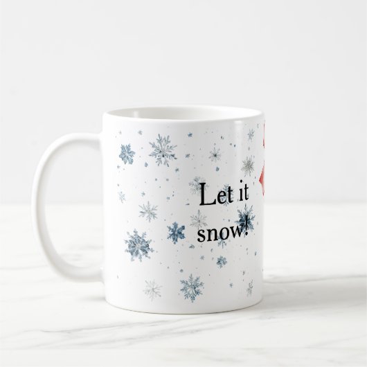 Snowflakes Let it snow Christmas Pine Cone Red Bow Kaffeetasse (Links)