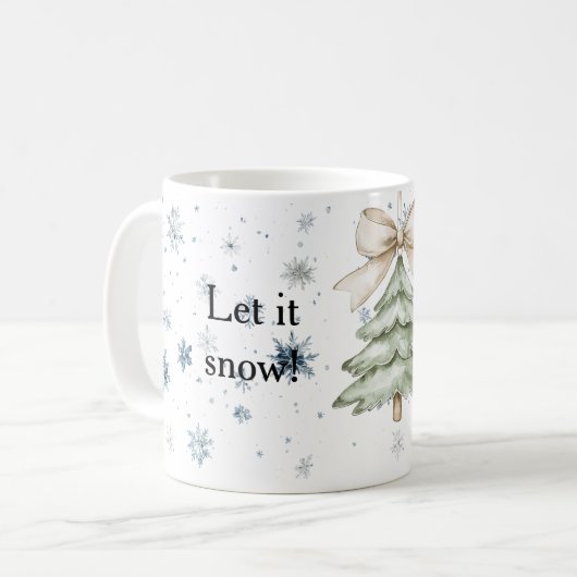 Snowflakes Let it snow Christmas Tree Bow Kaffeetasse (Vorderseite Links)