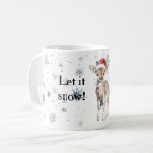 Snowflakes Let it snow Deer Christmas Santa Hat Kaffeetasse (Vorderseite Links)