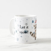 Snowflakes Let it snow Raccoon Christmas Red Hat Kaffeetasse (Vorderseite Links)