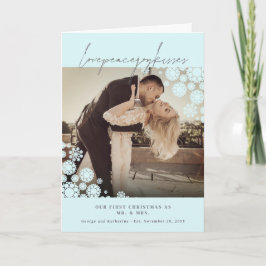 Snowflakes Liebe Peace Joy Kisses Foto Hochzeit Feiertagskarte