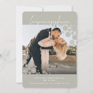 Snowflakes Liebe Peace Joy Kisses Foto Hochzeit Feiertagskarte