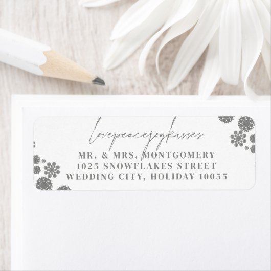 Snowflakes Liebe Peace Joy Kisses Wedding Address (Insitu)