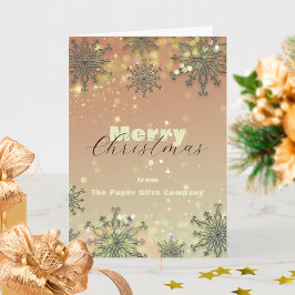 Snowflakes Lights on Peach-Pink Business Christmas Karte