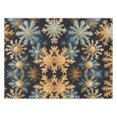  Snowflakes Magic Christmas Black Gold Blue Tischdecke (Vorderseite (Horizontal))