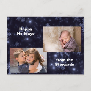 Snowflakes Midnight Blue Holiday Foto Postkarte