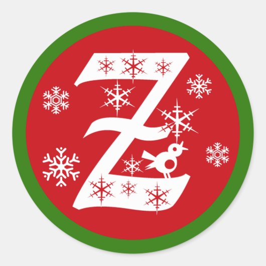 Snowflakes Monogram Letter Z Runder Aufkleber (Vorderseite)