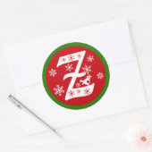 Snowflakes Monogram Letter Z Runder Aufkleber (Umschlag)