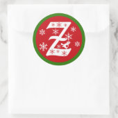 Snowflakes Monogram Letter Z Runder Aufkleber (Tasche)