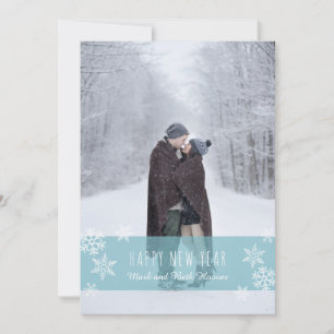 Snowflakes New Year Card (BLAU) Feiertagskarte