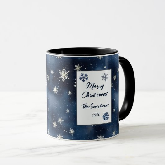 Snowflakes Night Sky Weihnachten Tasse (VorderseiteRechts)