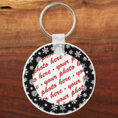 Snowflakes on Black Background Photo Frame Schlüsselanhänger (Vorderseite)