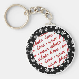 Snowflakes on Black Background Photo Frame Schlüsselanhänger