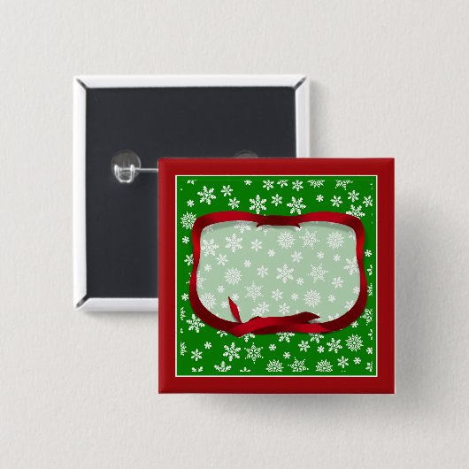 Snowflakes On Green Background Button (Vorne & Hinten)