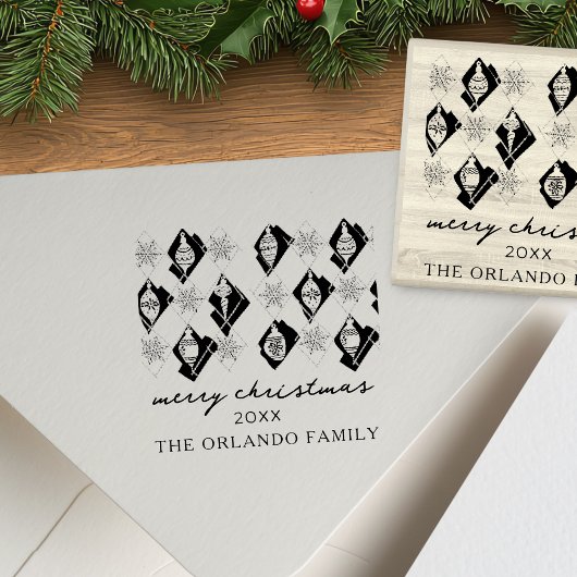 Snowflakes Ornaments Frohe Weihnachtsschrift Gummistempel