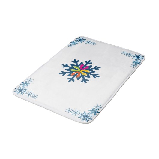 Snowflakes Pattern Bathmat Badematte (Schrägansicht)