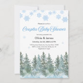 Snowflakes Pine Trees Winter Couples Baby Shower Einladung (Vorderseite)