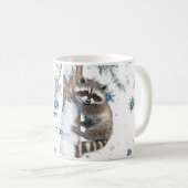 Snowflakes Racoon Winter Christmas Kaffeetasse (VorderseiteRechts)
