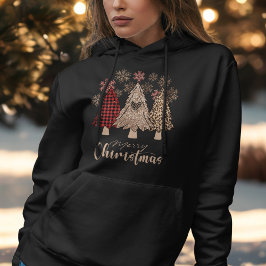 Snowflakes Red Buffalo Kariert Boho Weihnachtsbaum Hoodie