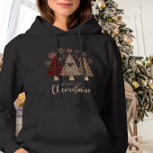 Snowflakes Red Buffalo Kariert Boho Weihnachtsbaum Hoodie