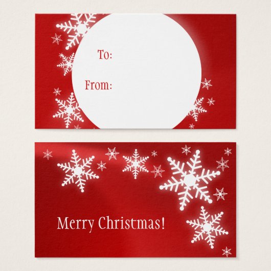 Snowflakes Red White Christmas Geschenk Tag (Vorne & Hinten)