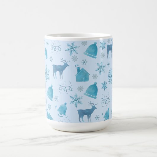Snowflakes, Reindeer & Elegant Holiday Design Kaffeetasse (Mittel)