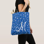 Snowflakes Royal Blue Navy Blue Custom Monogram Tasche (Von Nahem)