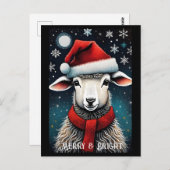 Snowflakes Santa Niedlich Baby Sheep Weihnachtsfei Postkarte (Vorne/Hinten)