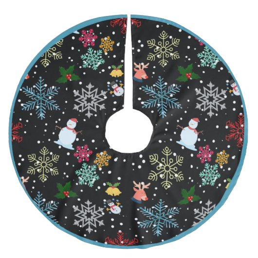 Snowflakes Snowman Christmas Mistletoe Reindeer Polyester Weihnachtsbaumdecke (Vorderseite)