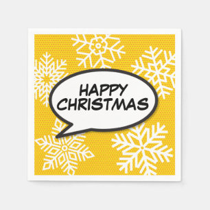 Snowflakes Speech Buble Fun Retro Comic Book Serviette