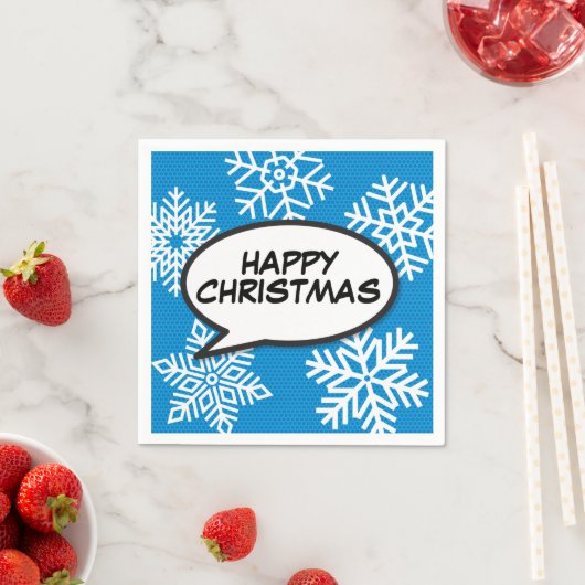 Snowflakes Speech Buble Fun Retro Comic Book Serviette (Beispiel)