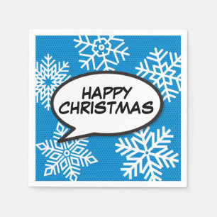 Snowflakes Speech Buble Fun Retro Comic Book Serviette