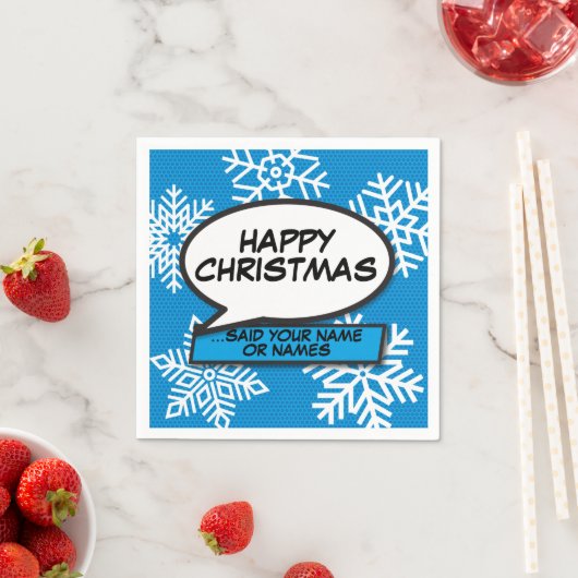 Snowflakes Speech Buble Fun Retro Comic Book Serviette (Beispiel)