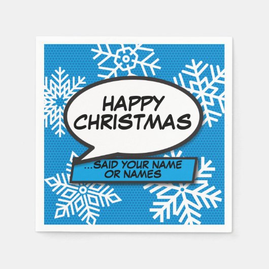 Snowflakes Speech Buble Fun Retro Comic Book Serviette (Vorderseite)