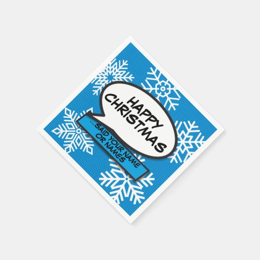 Snowflakes Speech Buble Fun Retro Comic Book Serviette (Ecke)