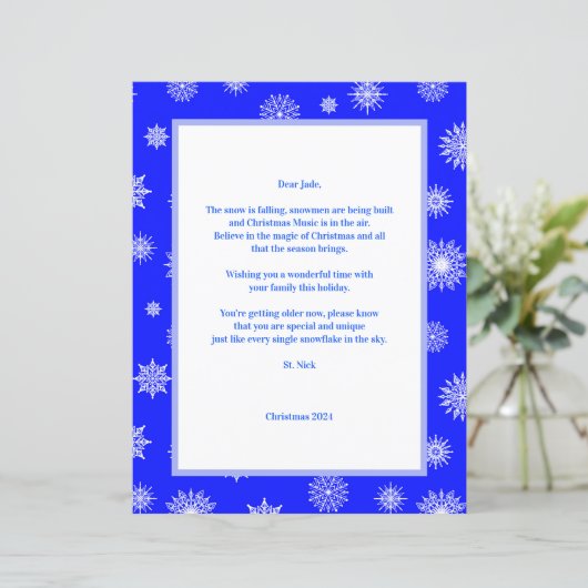 Snowflakes St. Nick Letter (Stehend Vorderseite)