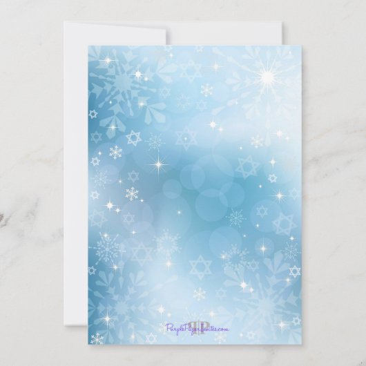 Snowflakes Star von David Bat Mitzvah Einladung (Rückseite)