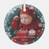 Snowflakes & Stars Kindermädchen 1. Weihnachtsfest Ornament Aus Glas (Vorderseite)