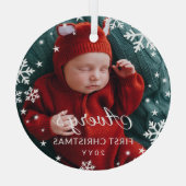 Snowflakes & Stars Kindermädchen 1. Weihnachtsfest Ornament Aus Glas (Rückseite)