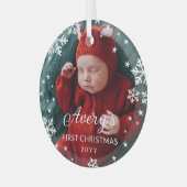 Snowflakes & Stars Kindermädchen 1. Weihnachtsfest Ornament Aus Glas (Vorderseite links)