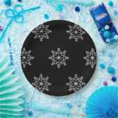 Snowflakes Weihnachten Schwarz-weißer Designurlaub Pappteller (Party)