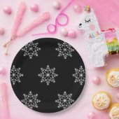 Snowflakes Weihnachten Schwarz-weißer Designurlaub Pappteller (Party)