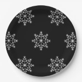 Snowflakes Weihnachten Schwarz-weißer Designurlaub Pappteller (Vorderseite)