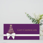 Snowflakes Weihnachtsbaum Bow Lila Geschenkkarte (Stehend Vorderseite)