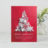 Snowflakes Weihnachtsbaum Firmengrüße Feiertagskarte (Stehend Vorderseite)