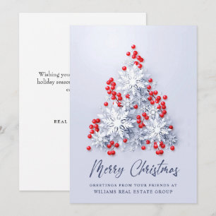 Snowflakes Weihnachtsbaum Firmengrüße Feiertagskarte
