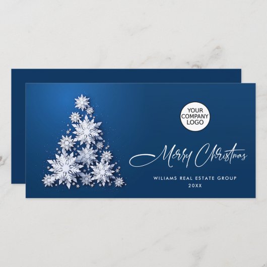 Snowflakes Weihnachtsbaum Firmengrüße Feiertagskarte (Vorne/Hinten)