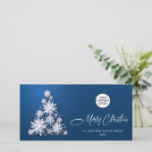 Snowflakes Weihnachtsbaum Firmengrüße Feiertagskarte (Stehend Vorderseite)